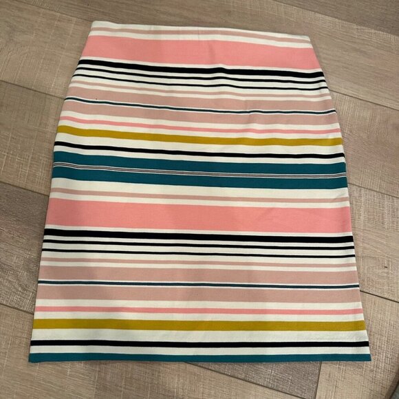 LOFT WOMENS PINK STRIPE PULL ON SKIRT MEDIUM NEW - Picture 1 of 8